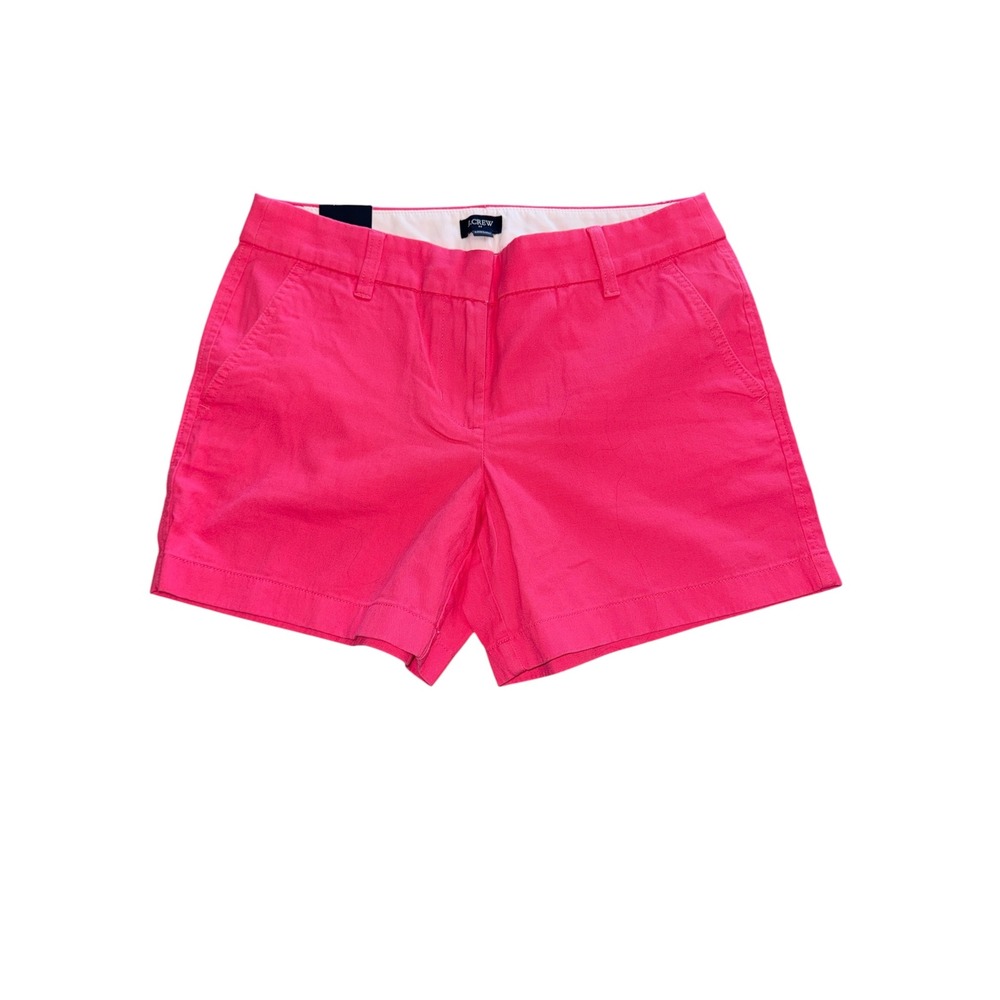 J.Crew Womens 5 Inch Chino Shorts Bright Pink Cotton Twill H1453 Size 4 NWT